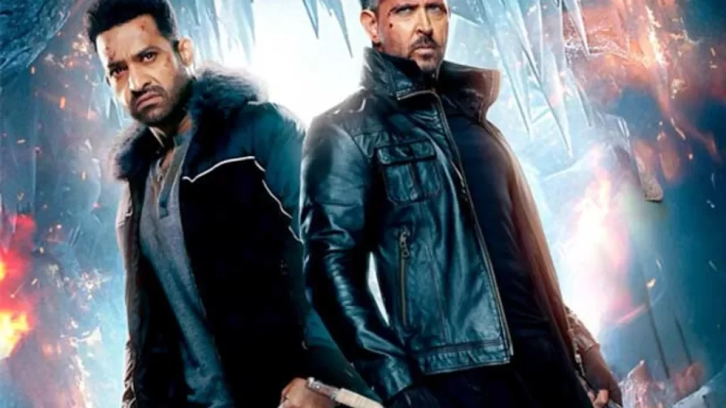 A newer promotional still featuring both Hrithik Roshan and Jr NTR standing together, exuding a bold spy-thriller vibe that perfectly reflects the film's high-octane tone.