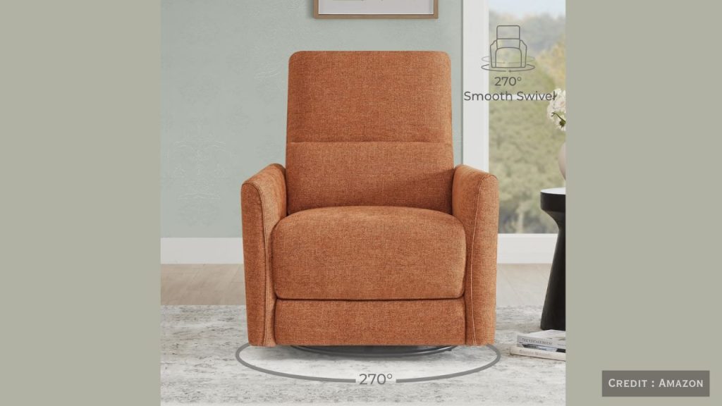 CHITA Power Recliner Chair  in nursery, using swivel and gentle glide function.