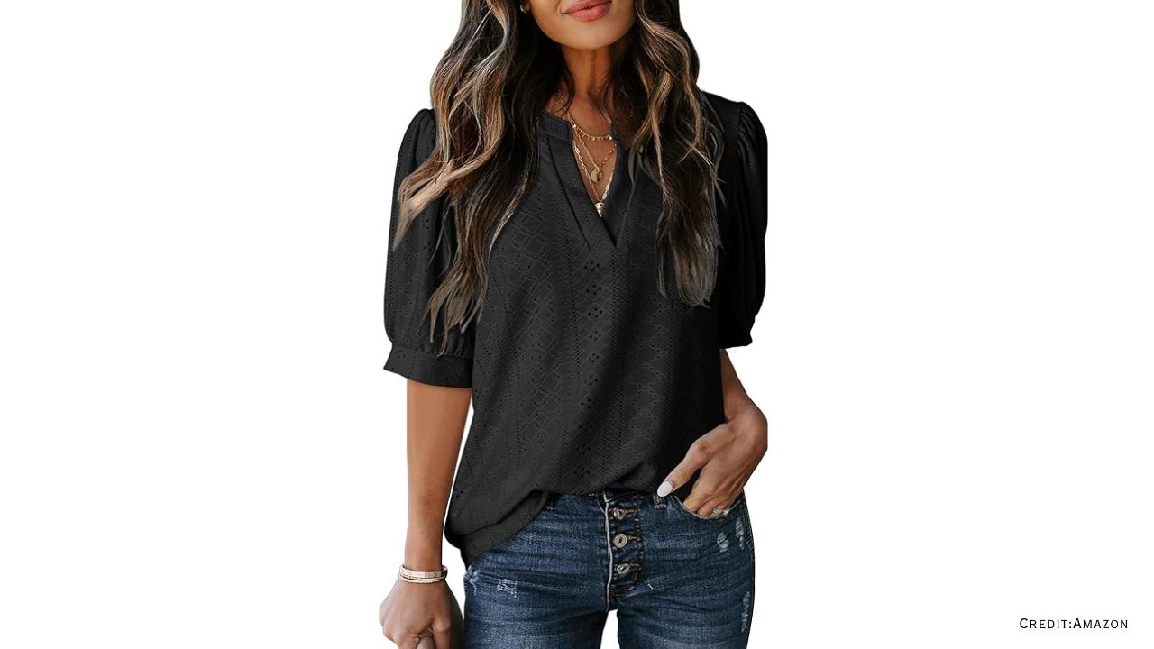 Dokotoo women’s summer casual blouse front view in black