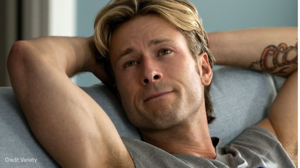 Headshot of Glen Powell from Chad Powers marketing material showcasing his character’s persona.