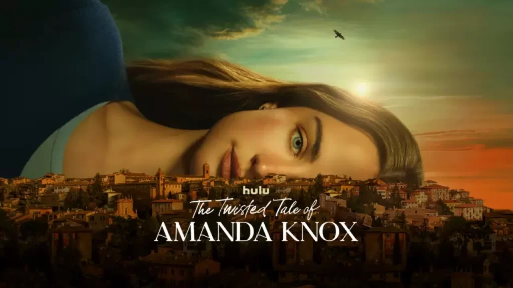Dramatic key art featuring Amanda Knox’s profile and haunting visuals.