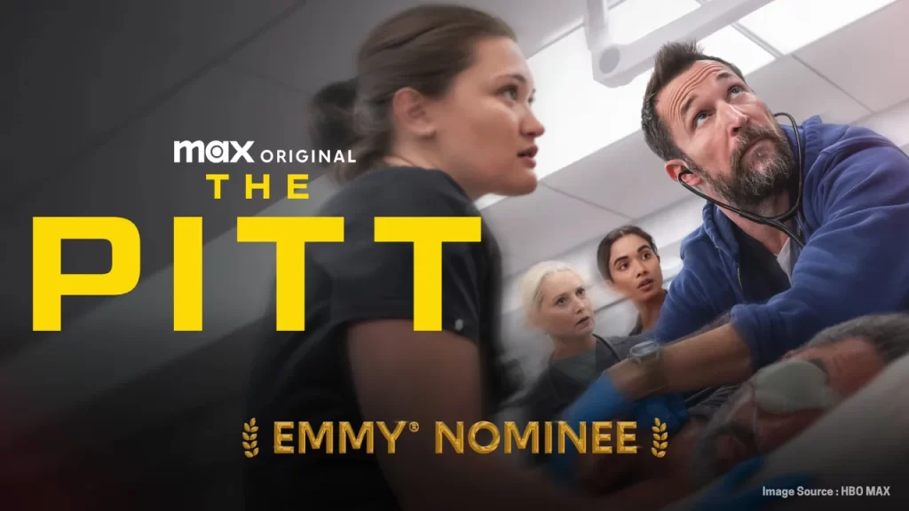 HBO Max key art for The Pitt showcasing its official title card
