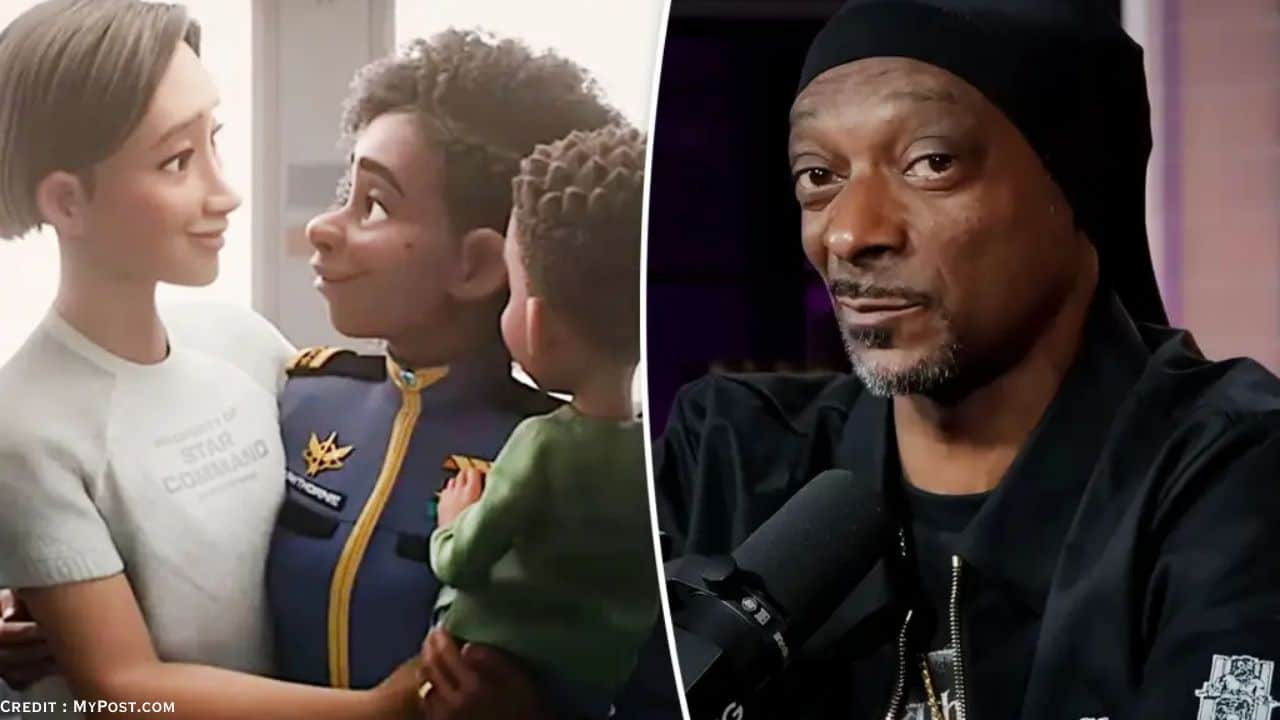 Snoop Dogg in a serious moment, addressing issues with children’s media content.