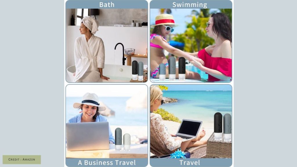 Refillable silicone travel bottles for toiletries, creams, and liquids, safe and reusable