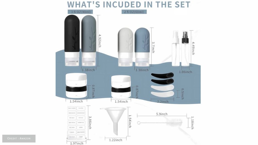TSA-compliant silicone bottles preventing leaks during travel for shampoo, conditioner, and lotion