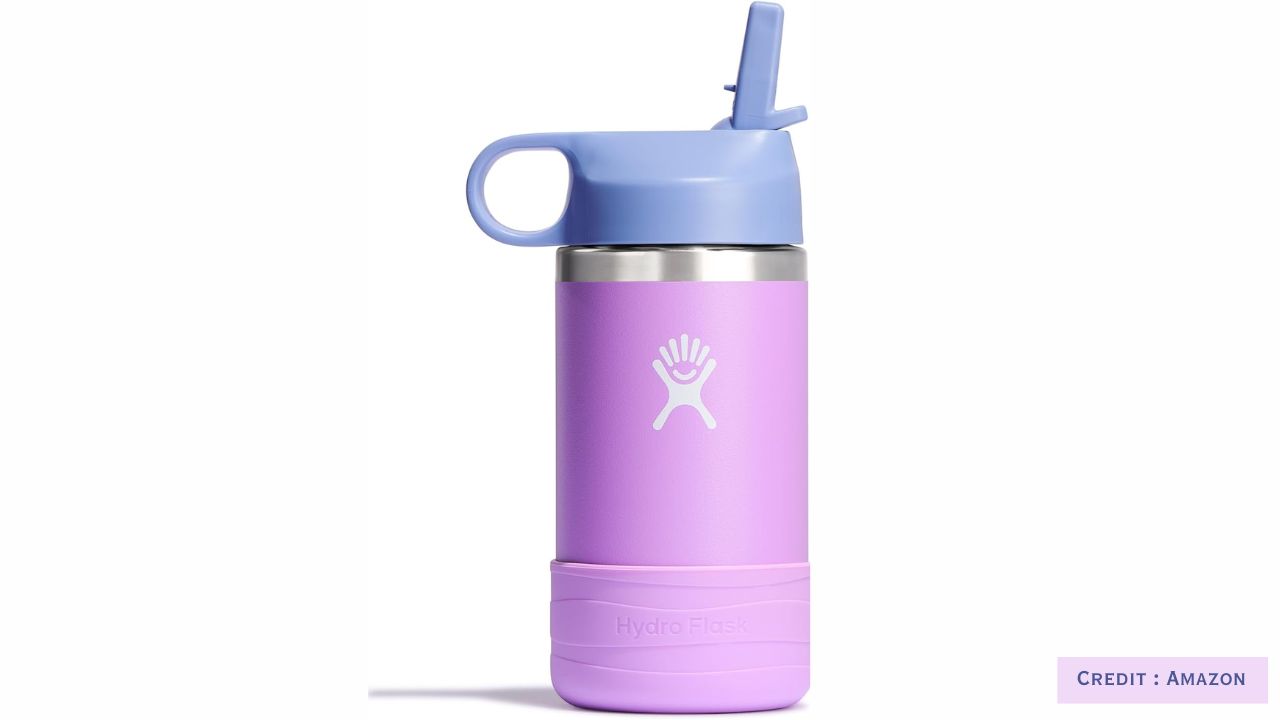 Hydro Flask Kids Water Bottle 12oz Anemone Purple with straw cap
