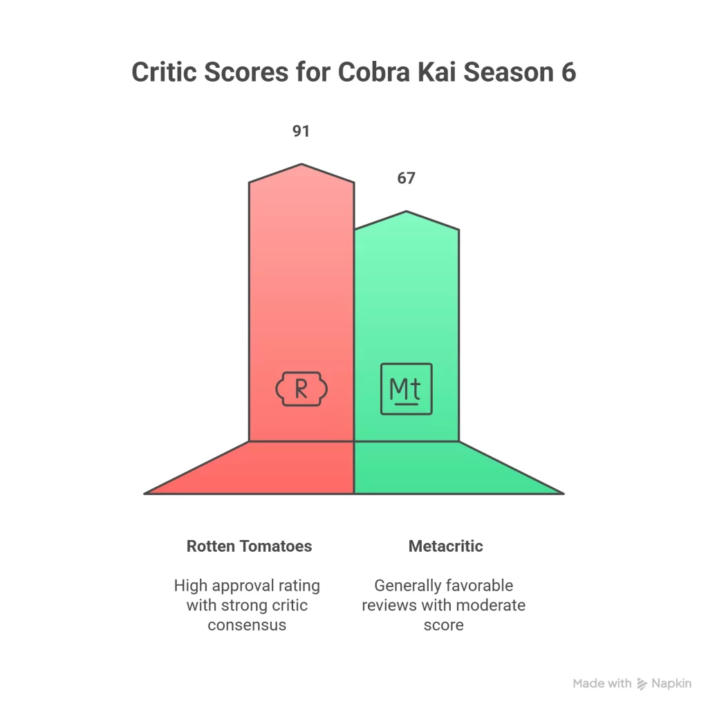 visual of difference between reviews of cobra kai season 6