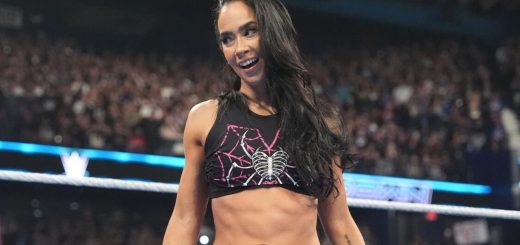 AJ Lee making her surprise entrance at WWE SmackDown 2025 return