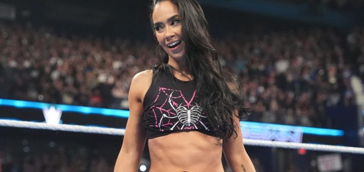 AJ Lee making her surprise entrance at WWE SmackDown 2025 return