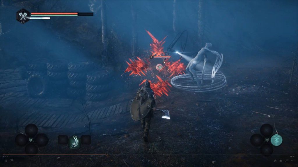 Rémi in mid-combat or cautious exploration, showcasing melee action, dark corridors, and environment-driven navigation—underscoring the game’s blended approach between action and mystery.