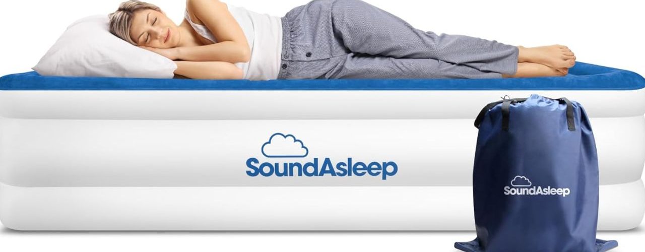 Air mattress with built-in pump for quick 4-minute inflation