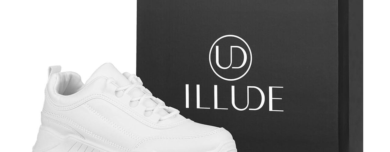ILLUDE Women’s Platform Chunky Sneakers in white color