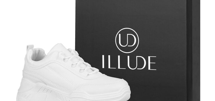 ILLUDE Women’s Platform Chunky Sneakers in white color