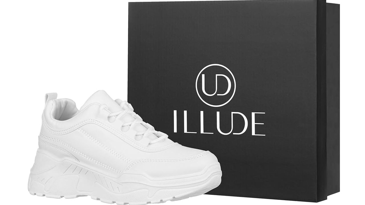 ILLUDE Women’s Platform Chunky Sneakers in white color
