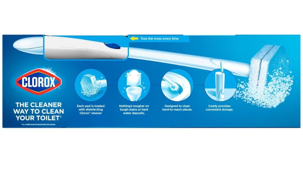 comparison between the hygienic Clorox ToiletWand and a traditional bristle toilet brush.