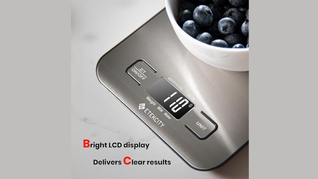 Etekcity Food Kitchen Scale featuring removable bowl design for easy measuring and storage