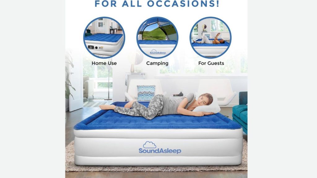 Person sleeping comfortably on queen-size air mattress