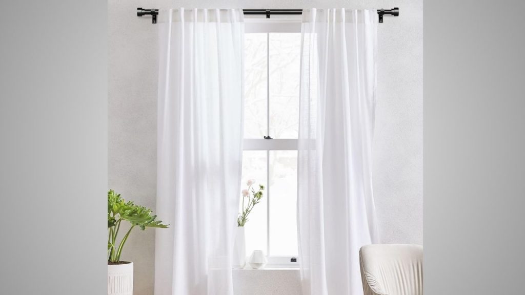 Heavy duty curtain rods for windows holding thick blackout drapes without bending