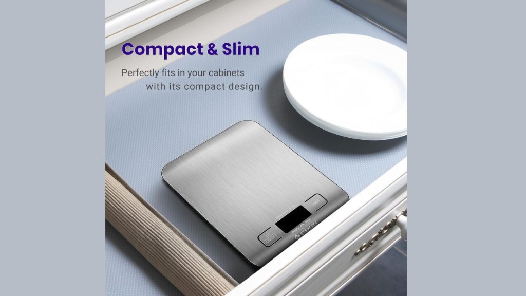 Close-up shot of Etekcity Food Kitchen Scale accurately weighing ingredients in grams