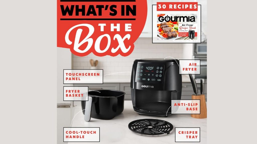 Easy-to-use digital control panel on Gourmia Air Fryer