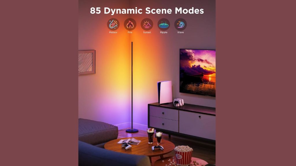 Govee LED Corner Lamp displayed with packaging and mobile app control interface