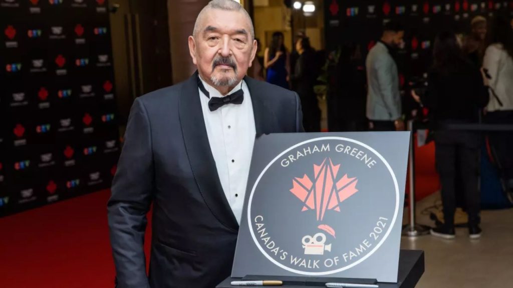Graham Greene in 2022 at the unveiling of his commemorative plaque for Arts & Entertainment on Canada’s Walk of Fame at Beanfield Centre in Toronto.