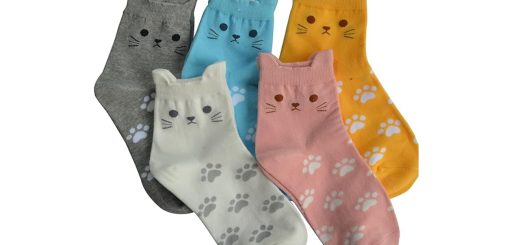 Jeasona Women's Cat Socks with cute cartoon kitten designs in bright colors
