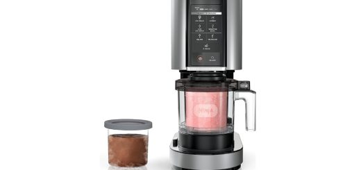 Ninja Creami Ice Cream Maker placed on a modern kitchen counter