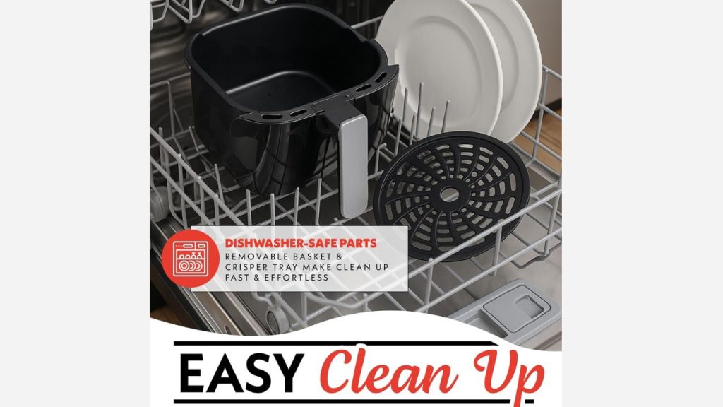 Non-stick removable basket of Gourmia Air Fryer being cleaned