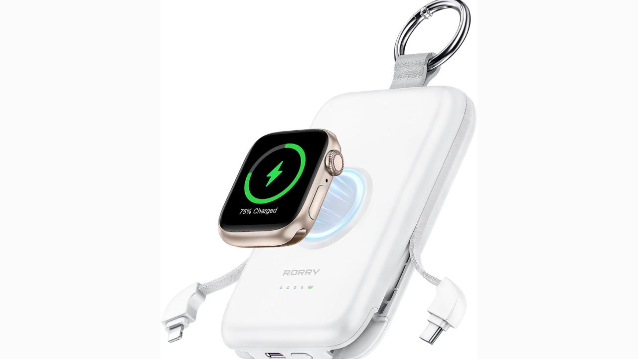 RORRY Portable Charger with sleek compact design in black color