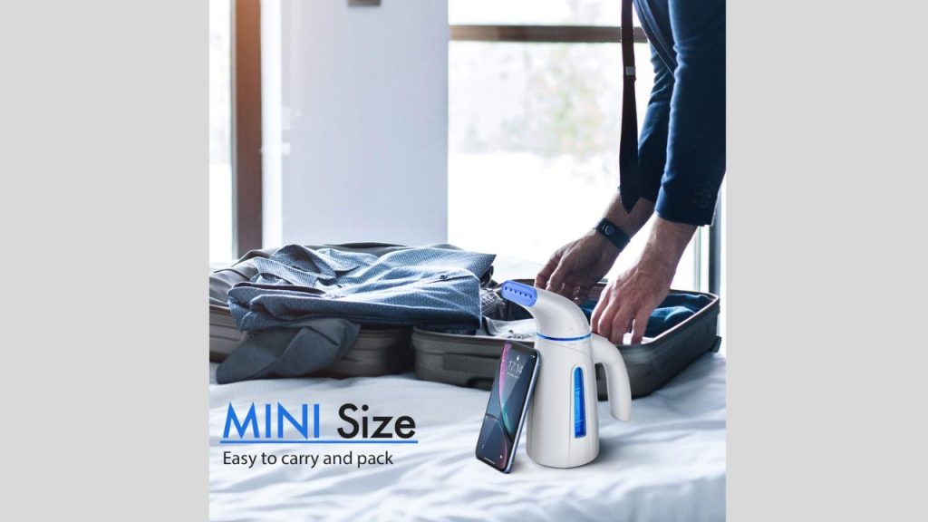 Portable OGHom steamer for clothes packed in travel bag