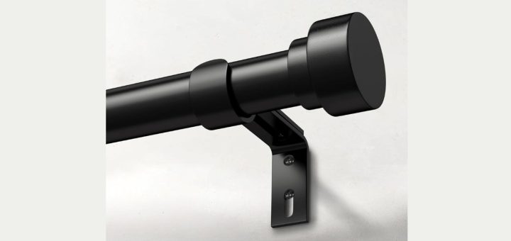 Strong heavy duty curtain rod supporting thick curtains