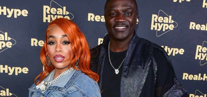 Text: Tomeka Thiam and Akon attending The Great Gatsby Affair in Los Angeles, July 2023.
