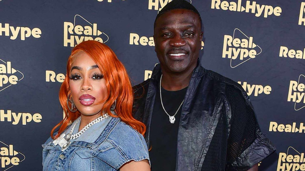 Text: Tomeka Thiam and Akon attending The Great Gatsby Affair in Los Angeles, July 2023.