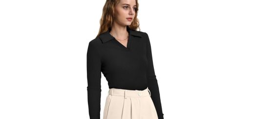 WIHOLL Long Sleeve Collared Polo Shirt in Burgundy