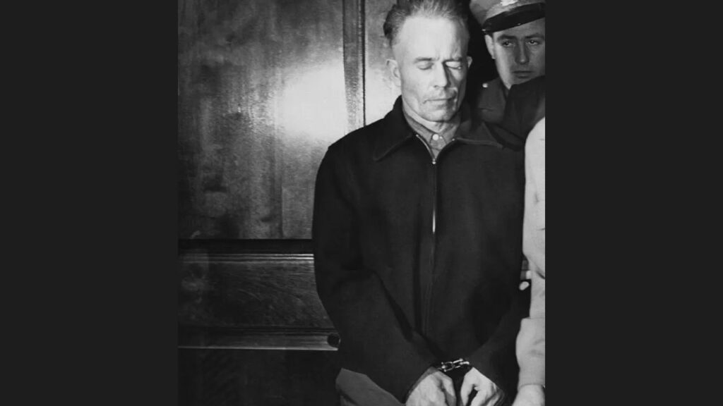 Ed Gein, 51, leaves the Waushara County court on Nov. 22, 1957, 