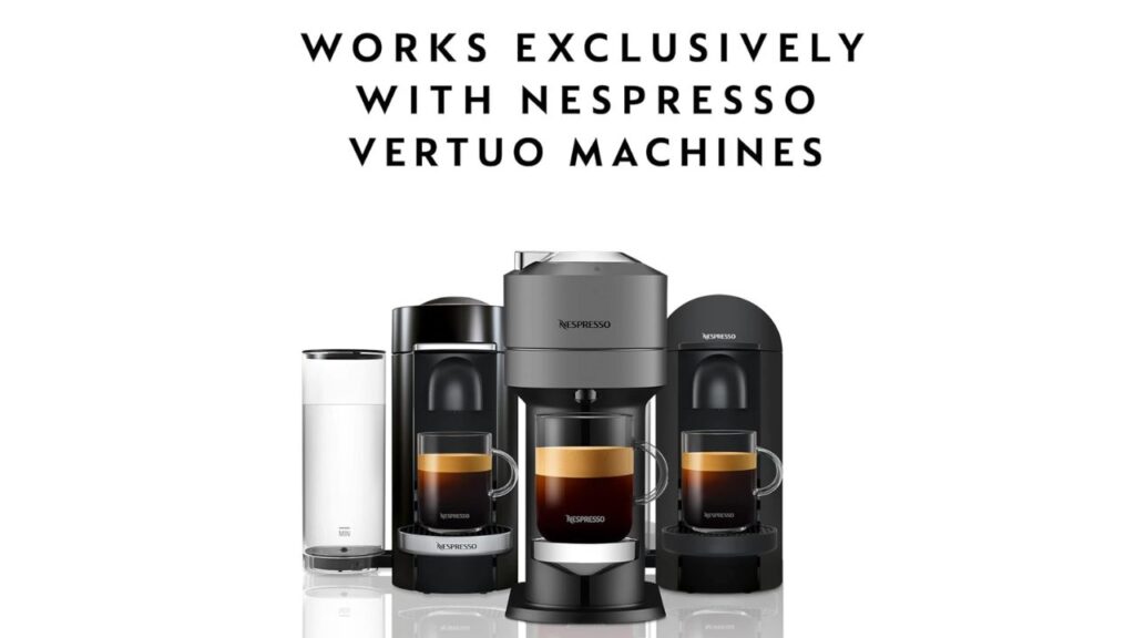 Nespresso Vertuo machine brewing a smooth cup of Melozio Decaffeinato decaf coffee